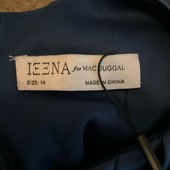 NWT Mac Duggal PUFF SLEEVE PLEATED BODICE DRAPED GOWN Blue 14 - Picture 13 of 15